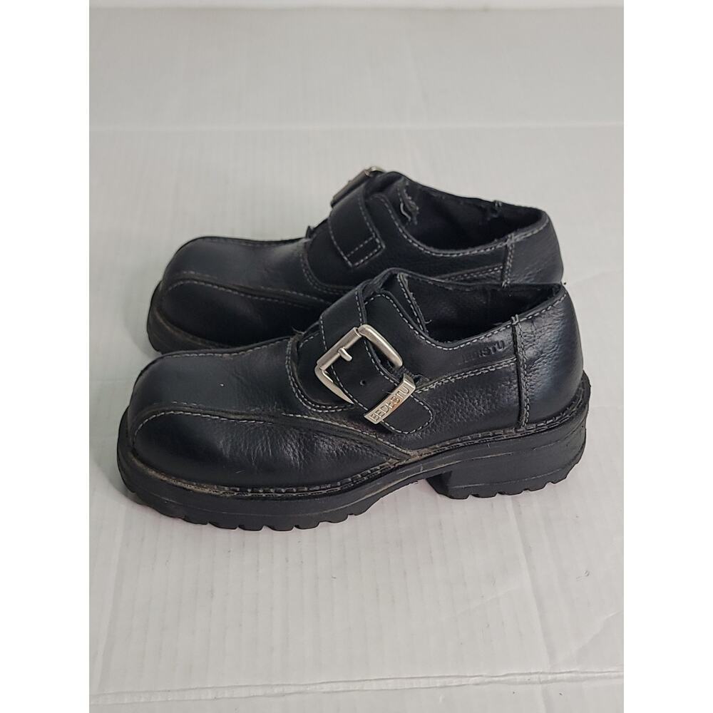 Bed Stu Black Leather Monk Buckle Strap Chunky Shoe Mens US8 EU41 Grunge Punk